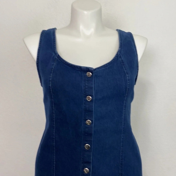 New Look Dark Wash Stretch Denim Button Front Mini Dress Plus Size 3X - Picture 2 of 7